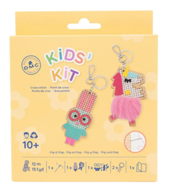 DMC Kids Kit Kruissteek sleutelhangers Flip & Flap