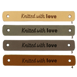 Leren label - Knitted with love - 2 stuks