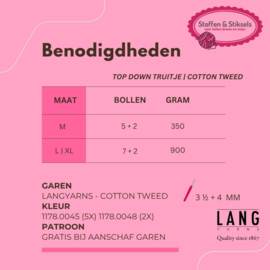 Top Down Truitje | Cotton Tweed LANGyarns