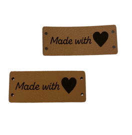 Label Made with ♥ - Taupe 2 stuks