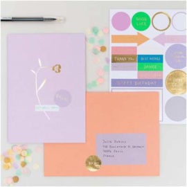 Paper Poetry wenskaart - Lila met gouden bloem