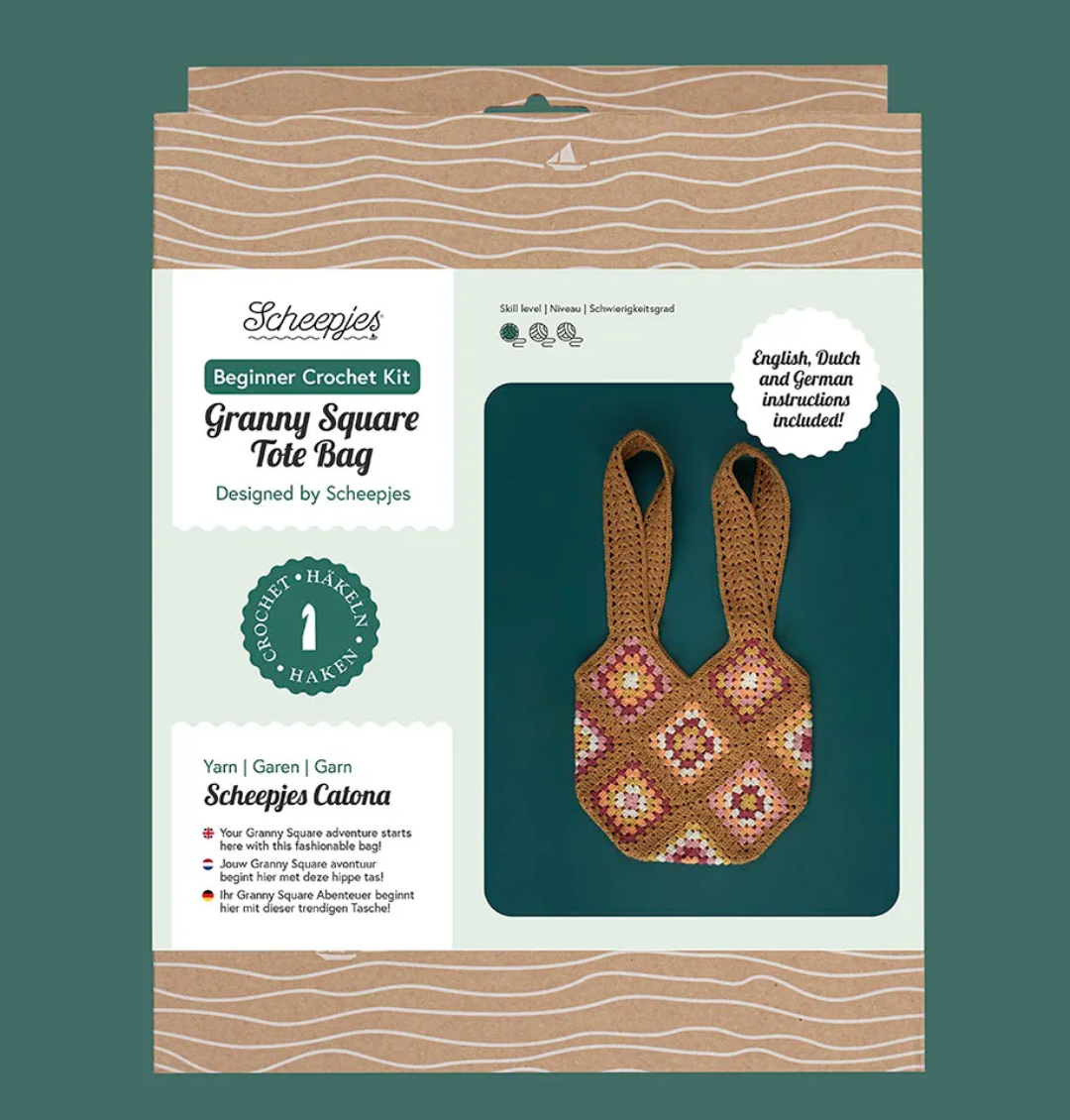 Beginner haakkit Granny square tas-  goud - Scheepjes