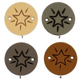 Leren label rond 2 cm - Star - 2 stuks