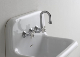 retro inbouw kraan chroom, met hoge uitloop 15cm en keramische grepen in kleur
