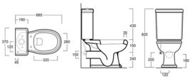 KSTA0002 Klassiek Duoblok toilet, muuruitlaat PK