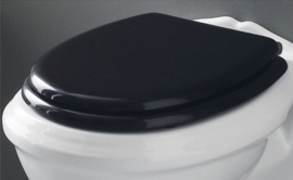 zwarte ( glans) toiletzitting  AR003 met bronzen scharnieren voor de Arcade Old England serie (A.8.4)