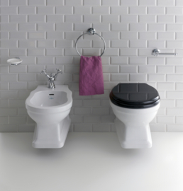 LO002S Londra zitting wand LO918 wandtoilet, verchroomde scharnieren