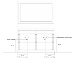 Klassiek meubel Orleans 155cm met dubbele wasbakken en natuurstenen bovenblad