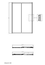 Klassieke schuifdeur KSSD120 of 140 cm, links of rechts, chroom