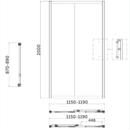Klassieke schuifdeur KSSD120 of 140 cm, links of rechts, chroom