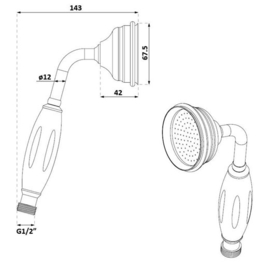 Klassieke handdouche KSK0120 met keramisch handvat, chroom ( A.5.2 )