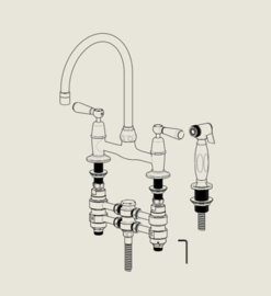 Klassieke Engelse keukenkraan BW1030 met uitneembare handdouche chroom