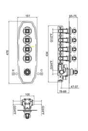 Inbouw thermostaatkraan MB2289 met douchekop 50x50cm met 2 watervallen, nozzles en een douche