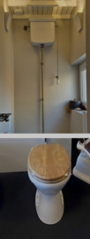klassiek vlakspoeltoilet met hooghangende stortbak en bronzen valpijp ( B.1.1)