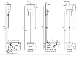 Landelijk toilet AO met hooghangende stortbak model SLA0106,