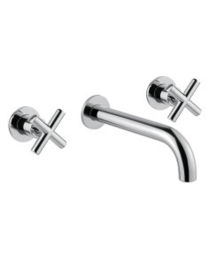 Inbouw mengkraan Chap 369 met moderne vintage Cross 2-knops, 3- gats inbouw met uitloop 23cm cm , chroom.