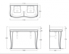 SLA120 Landelijke dubbele wastafel 120cm met onderstel wit