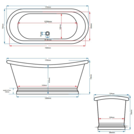 KSB0056 boat bad 1700mm antiek koperen bad met vernikkelde binnenkant