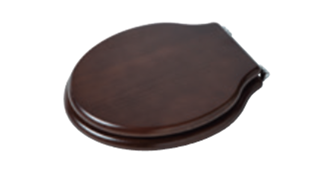 Houten toiletzitting BP928NCH notenhot kleur scharnieren chroom
