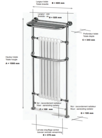 Klassieke handdoekverwarming KSR008 inclusief afsluiters, chroom