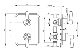 Klassieke inbouw thermostaat kraan set  MB2138C in het chroom (  A.3.0 )