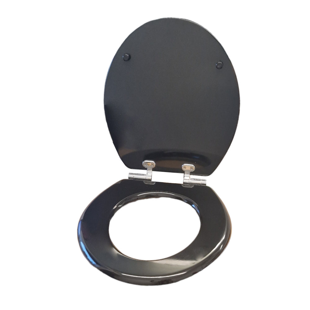 Burlington glans zwarte zitting S40 met verchroomde soft close scharnieren ( D.3)