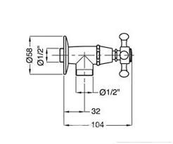 KSHS004 Klassieke hoekstopkraan warm of koud, chroom 3/8"