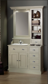 Klassiek badmeubel Kensington 114cm met spiegel en natuurstenen blad met onderbouwbak