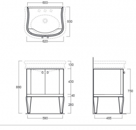 SLAM 1170 Landelijke badkamermeubel 70cm, wit