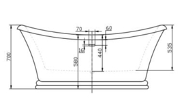 KSB0041 klassiek boot bad 170 x74cm met ingebouwde overloop chroom
