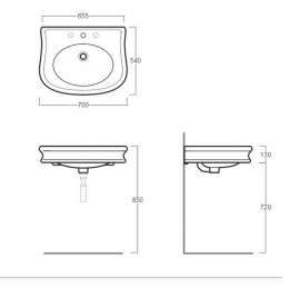 SLAM 1170 Landelijke badkamermeubel 70cm, wit