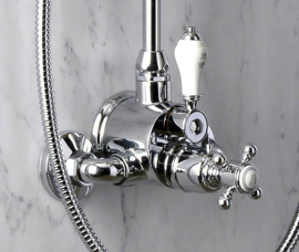 MB8202 Klassieke douchekraan met thermostaat compleet met hoofddouche 20cm  en handdouche