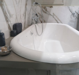 Staande badkraan met thermostaat en korte badrand poten KSOX6-304, chroom
