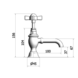 klassieke fonteinkraan MB2115C , klassieke toiletkraan, uitloop 10cm