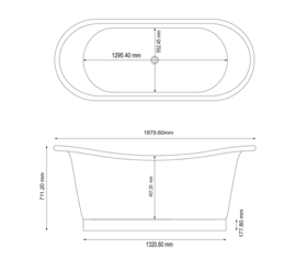 Koperen bad met hoge plint "MacMargaret" met groene oxidatie en verouderd koper 188cm , KSB0085