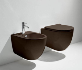Wandtoilet Vignoni zonder spoelrand in mat mocca en andere kleuren inclusief soft close zitting