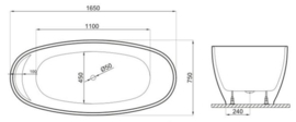 KSB0092GLW vrijstaand ligbad 165x75cm wit