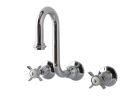 retro inbouw kraan chroom, met hoge uitloop 15cm en keramische grepen in kleur