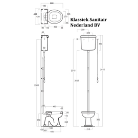 KSLO901C  Londra Toilet AO met hooghangend keramisch reservoir