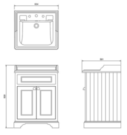 Klassiek Burlington badmeubel 65cm met 2 deuren, wit