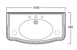 KSWAR 0013 Klassieke wastafel 106 cm Arcade, excl. keramische steunen