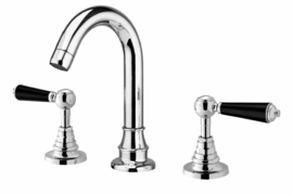 MB2109WLC klassieke driegats kraan met witte hendels, chroom ( A.2.5 )