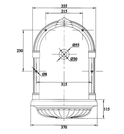 Klassiek Frans fontein 37x 57x33cm, wit