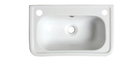 KSF010 klassiek fontein, klassieke handenwasser, wit, 45 x 28cm, 1 kraangat rechts