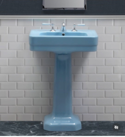 Klassieke eengats wastafelkraan in verouderd messing met zwarte of witte hendel TH003, Kenny and Mason