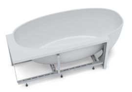 Douche bad rechts KSB0051 wit, 170cm met verchroomde overloop*