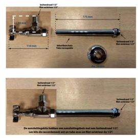 klassieke handdoekverwarming KSRA002  wandmodel INCL. kranen chroom
