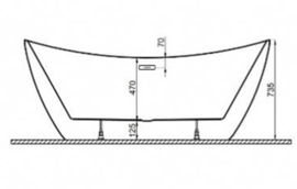 KSB0063MBL vrijstaand bad mat zwart 180x80cm