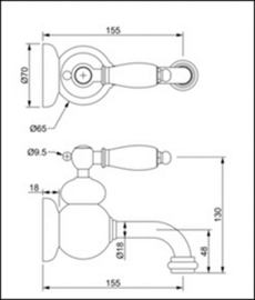 KSBP1022 fontein MENGkraan chroom, uitloop 15cm voor KSF009