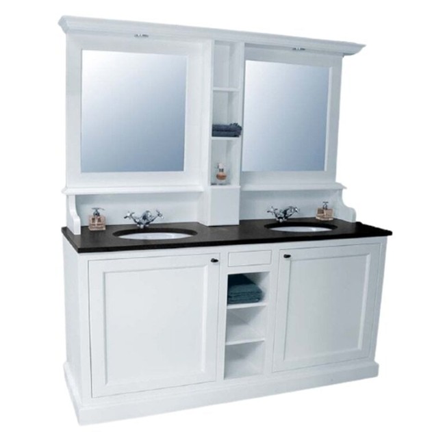 Klassiek badmeubel 160cm met spiegelkast met verlichting